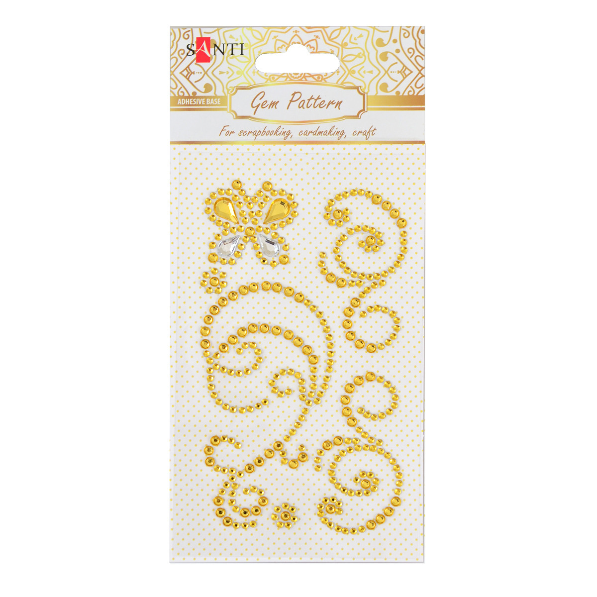 Візерунок-аплікація зі страз Santi із клейким шаром "Butterfly", колір жовтий, 10 х 6 див.