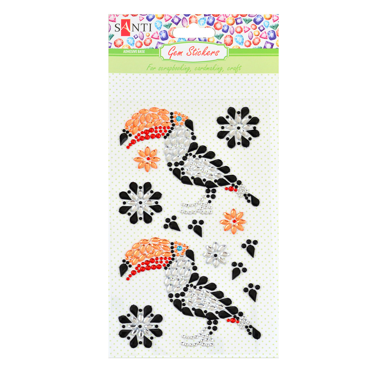 Набір аплікацій Santi з кристалів із клейким шаром «Toucan», 9.5*15 см.