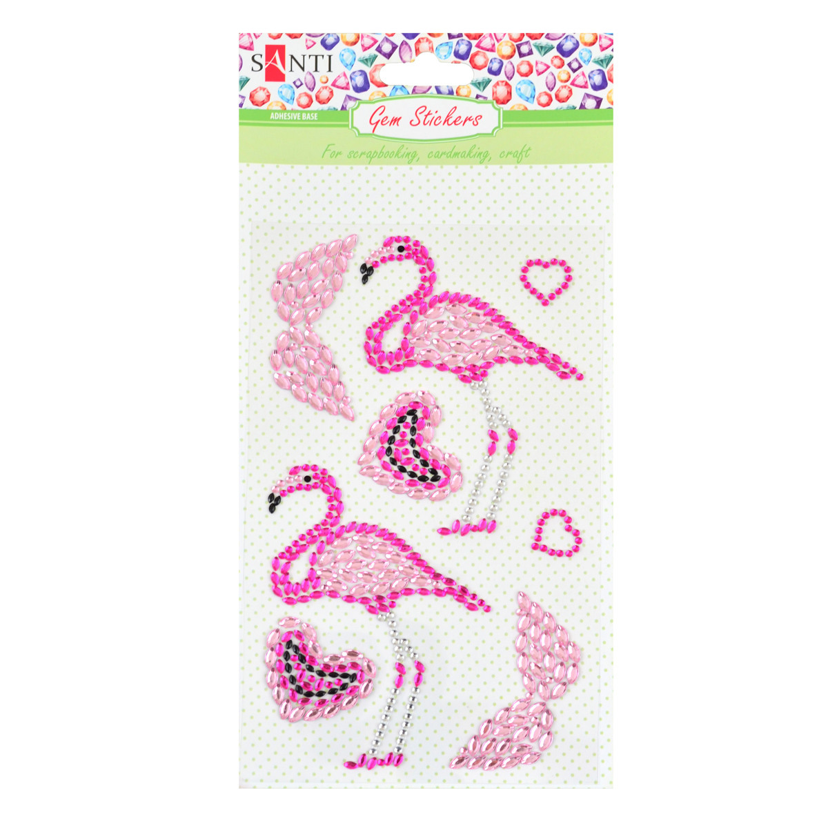 Набір аплікацій Santi з кристалів із клейким шаром «Two flamingos», 9.5*15 див.