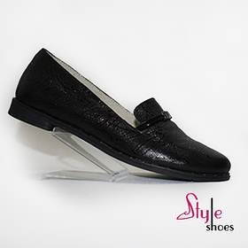 Жіночі балетки лофери шкіряні на низькому ходу чорного кольору “Style Shoes”