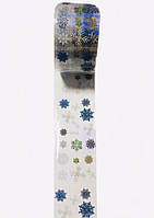 Фольга переводная Born Pretty прозрачная снежинки синие №561, 100 см*4 см