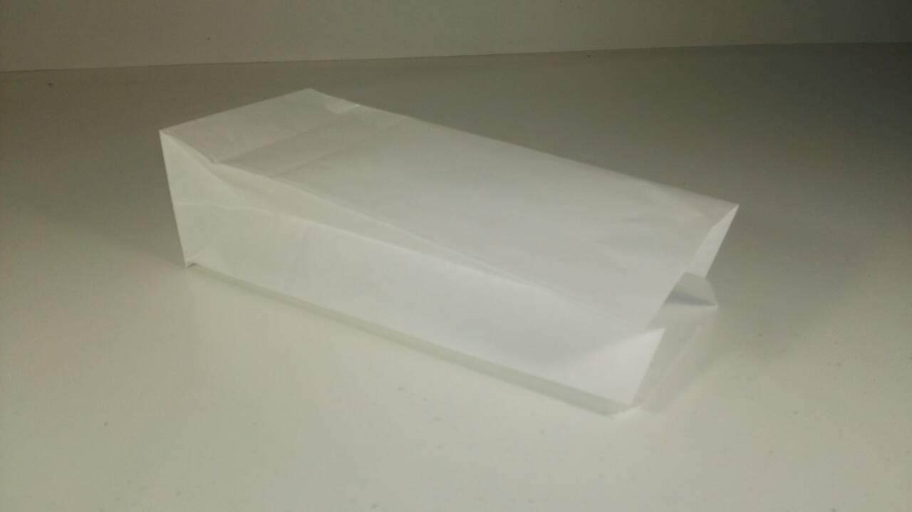 Пакет паперовий 21,5*9*6,5 см 70 г\м2 з дном білий 25 шт