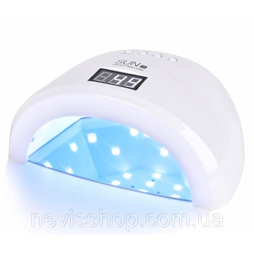 Лампа світлодіодна UV/LED SUN 1S, 48 Вт, таймер 10,30,60,99 сек, з дисплеїв, колір білий