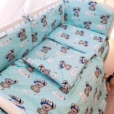 Набір дитячої постільної білизни "Тедді" - 9 предметів / Бортики в ліжечко малюка / Захист у ліжечко, фото 3