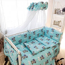 Набір дитячої постільної білизни "Тедді" - 9 предметів / Бортики в ліжечко малюка / Захист у ліжечко, фото 3
