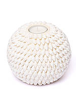 Подсвечник шар белый декорирован ракушкой диаметр 10 см