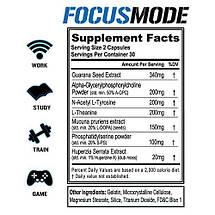 Енергетик стимулятор мозкової діяльності EVLution Nutrition Focus Mode 60 капс., фото 2