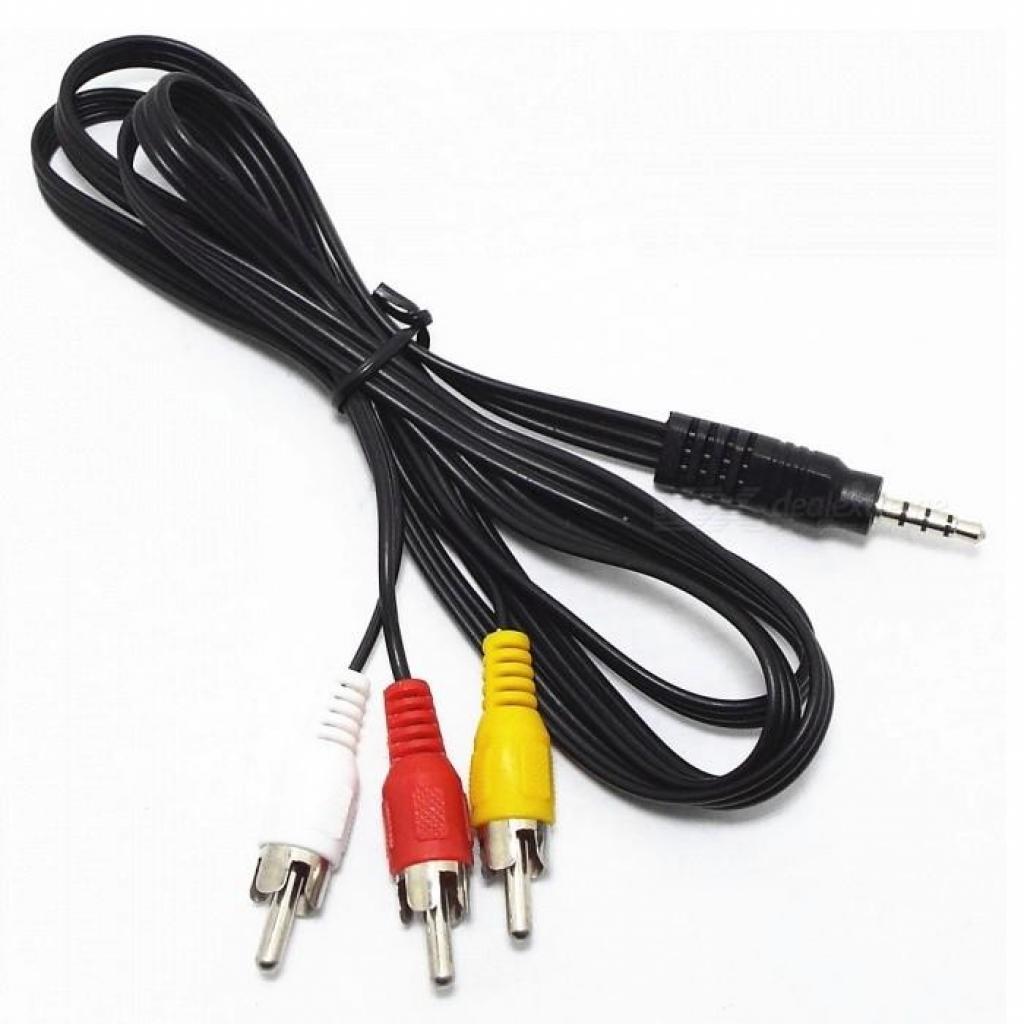 Шнур 3.5 jack завдовжки 15 mm — 3 RCA (тюльпани) AV 1.5 метра до Андроід медіаплеерів