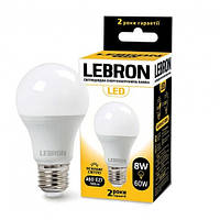 Лампа світлодіодна LED Lebron L-A60 8W 4100K E27 220V 700Lm 00-10-08
