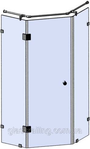 Стеклянная душевая перегородка под 135 град.