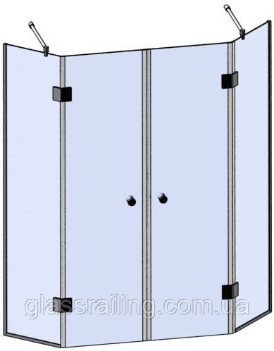 Стеклянная душевая перегородка под 135 град.
