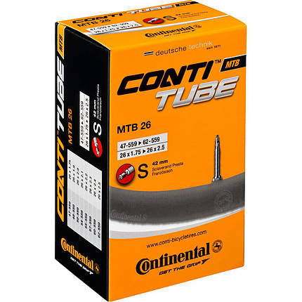 Камера для велосипеда Continental MTB 26", 47-559 -> 62-559, S42, 210 г, фото 1