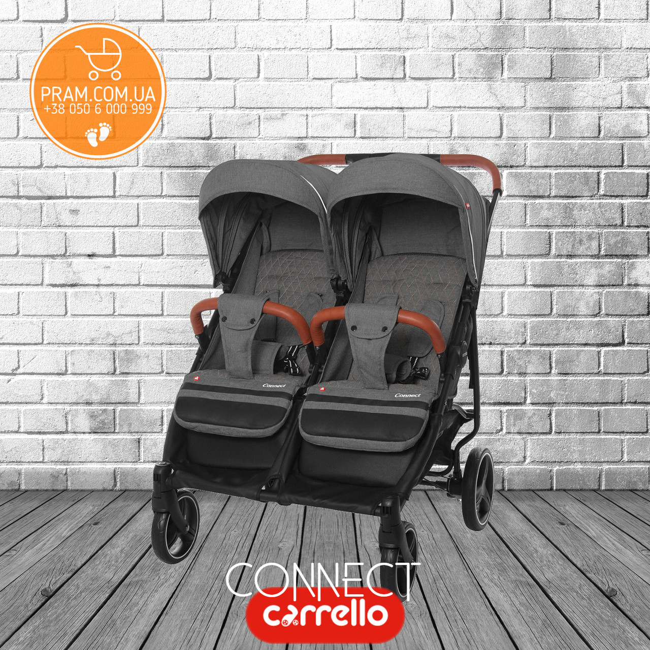 CARRELLO CONNECT Len CRL-5502 прогулянкова коляска для двійні Ink Gray Темно-сірий