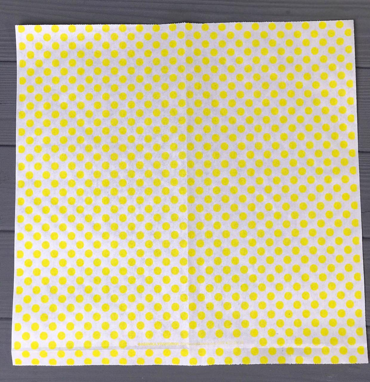 Обгортковий папір жовтий горох 320х320 мм 40гр/м2 (середня жиростійкість) 888Ф, фото 1