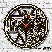 Часы Iron Man Железный человек Тони Старк силуэт Часы настенные Tony Stark Часы деревянные Герой Марвел 