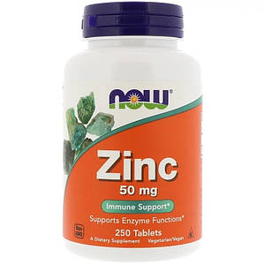 Цинк NOW Foods Zinc GLUCONATE 50 mg 250 таб.
