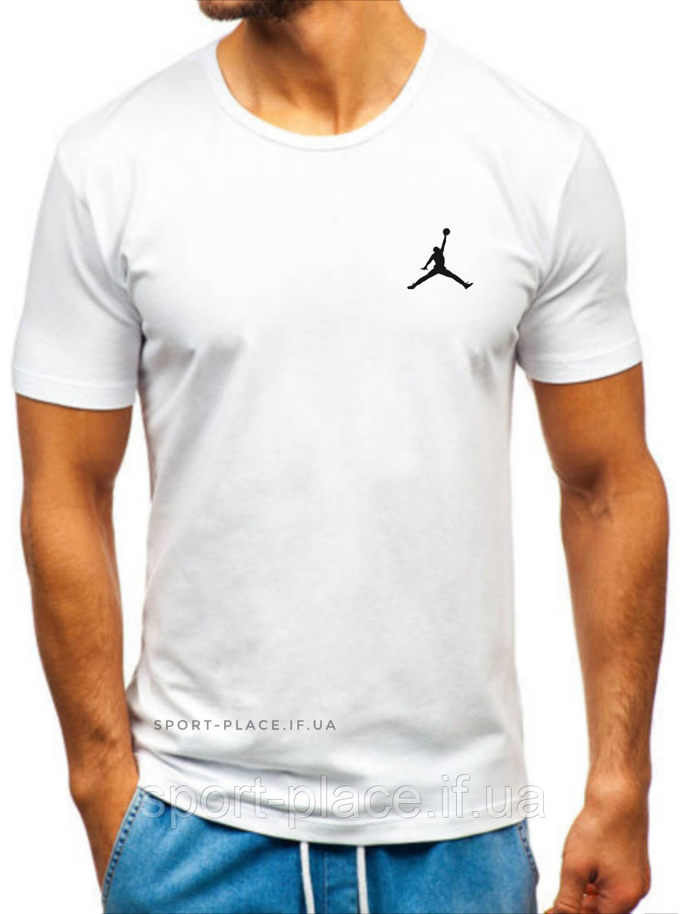 Чоловіча футболка Jordan (Джордан) біла (маленька емблема) бавовна