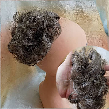 Гумка шиньйон з канекалона сивий мікс 0215V-8/101