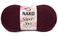 Nako SUPER INCI (Супер Инси) № 999 бордо (Шерстяная пряжа с акрилом, нитки для вязания)