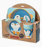 Набір дитячого бамбукового посуду Stenson MH-2770-11 пінгвін, 5 предметів, фото 2