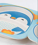 Набір дитячого бамбукового посуду Stenson MH-2770-11 пінгвін, 5 предметів, фото 5