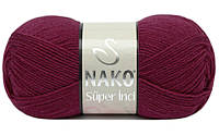 Nako SUPER INCI (Супер Инси) № 2187 темная малина (Шерстяная пряжа с акрилом, нитки для вязания)