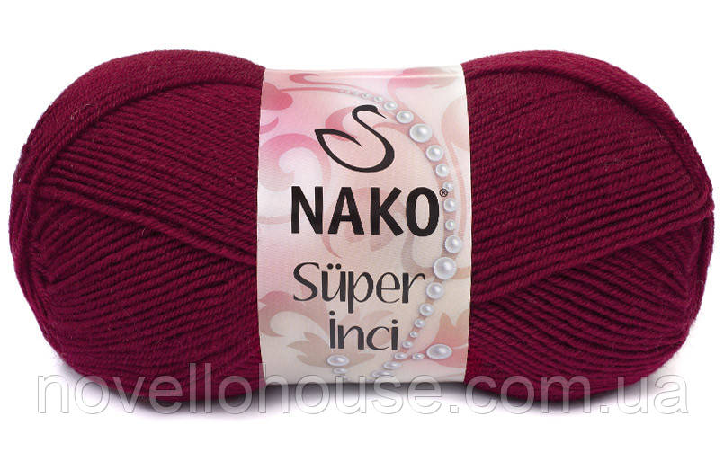 Nako SUPER INCI (Супер Інсі) № 3630 темний-червоний (Вовняна пряжа з акрилом, нитки для в'язання)