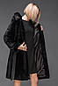 Шуба з мутону на рукавах і капюшоні натуральне хутро норки 90 см., фото 7