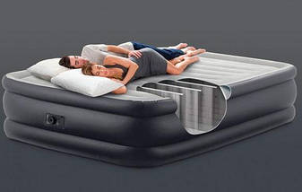 Надувна двоспальне ліжко Intex 64140 (152х203х51см.) Сіра, фото 2