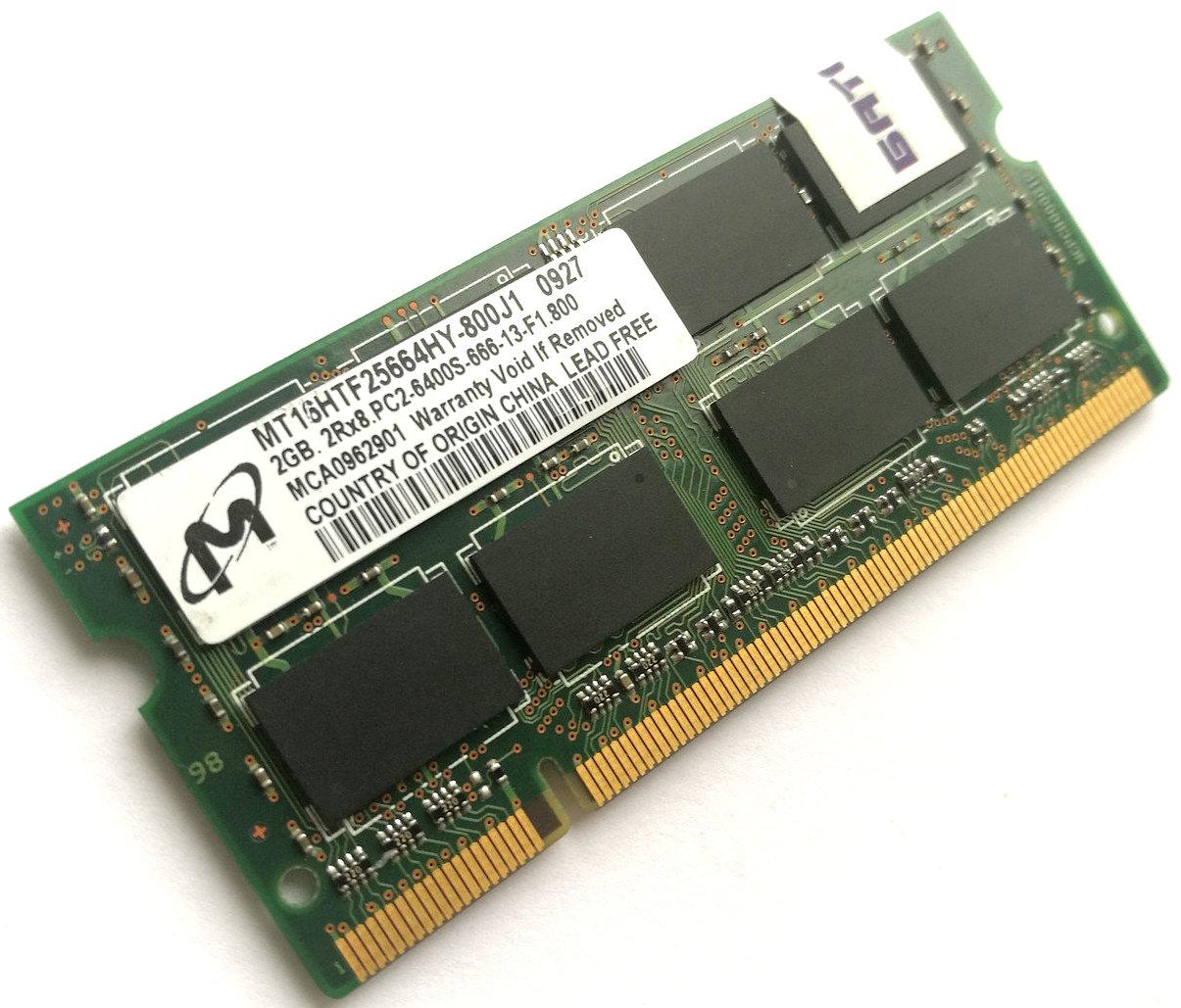 Оперативная память для ноутбука Micron SODIMM DDR2 2Gb 800MHz 6400s CL6 ...