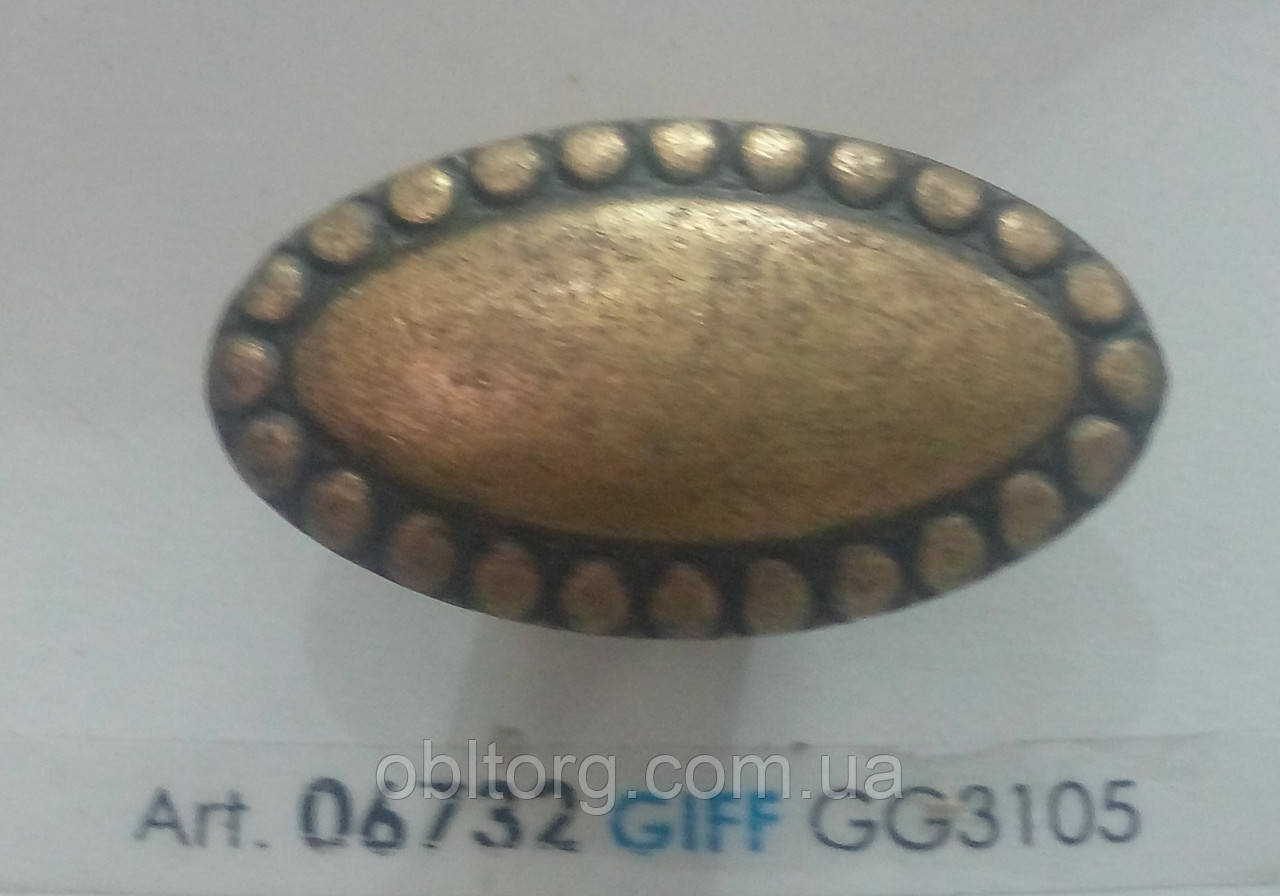 Ручка меблева кнопка GIFF GG3105 антична бронза, фото 1