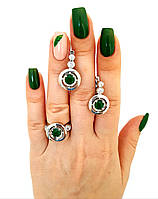 Срібний комплект прикрас з зеленим альпінітом і білим кубічним цирконієм — гармонія ніжності та сяйва ✨