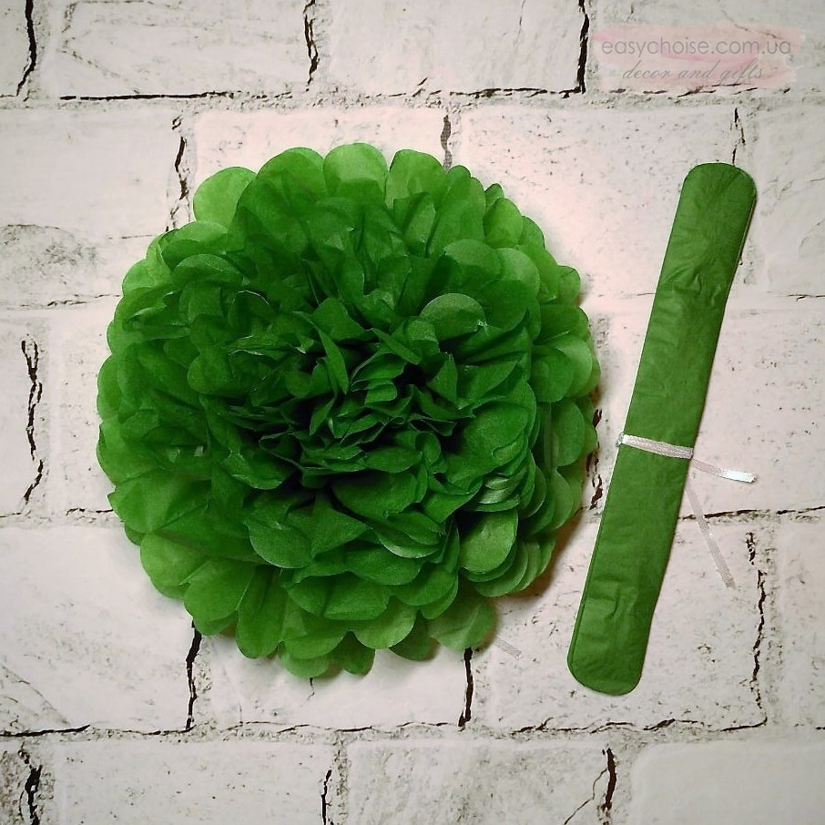 Паперовий помпон, 25 см, зелений