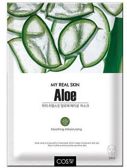 COS.W Тканевая маска для лица с экстрактом алоэ My Real Skin Aloe Facial Mask