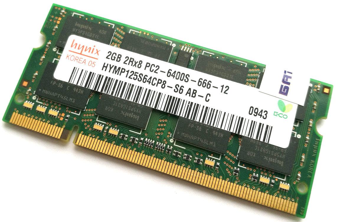 Оперативна пам'ять Hynix SODIMM DDR2 2Gb 800MHz 6400s CL6 (HYMP125S64CP8-S6 AB-C) Б/В