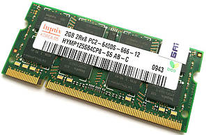 Оперативна пам'ять Hynix SODIMM DDR2 2Gb 800MHz 6400s CL6 (HYMP125S64CP8-S6 AB-C) Б/В