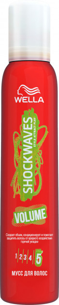 Мус для волосся Wella Shockwaves (5) Об'єм і захист під час укладання (200 мл.)