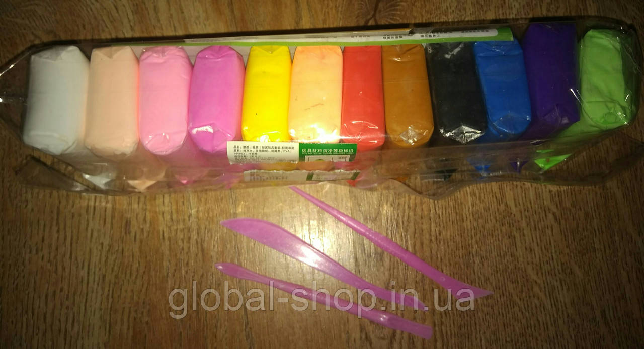 Легкий повітряний пластилін для ліплення 12 яскравих кольорів