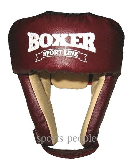 Шолом боксерський (для боксу) BOXER, зверху шнурівка, шкіра, різн. кольори, L Червоний