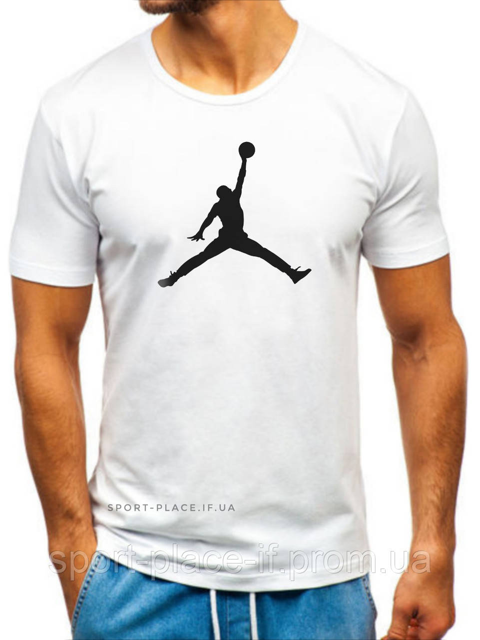Чоловіча футболка Jordan (Джордан) біла (велика емблема) бавовна