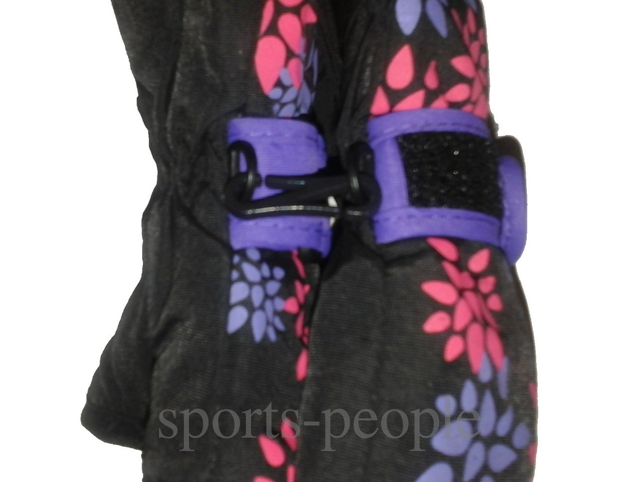 Перчатки горнолыжные Puissant, женские, с цветами, М, черно-сиреневый фон. - фото 4 - id-p1053673709