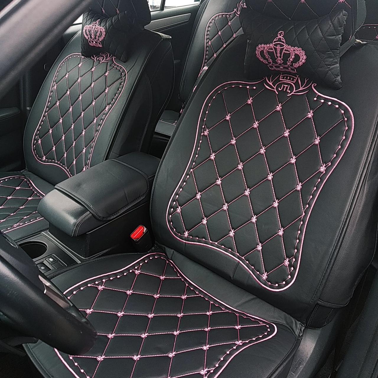 Жіночі VIP чохли для автомобіля з екошкіри з вишивкою