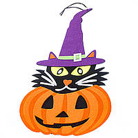 Декор із фетру для Хелловина "Весела гарбуз" 42х25 см (для кафе, барів, магазинів)