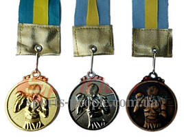 Медаль спортивна, для боксу: 1, 2, 3 місце, Ø 5 см, з українською стрічкою