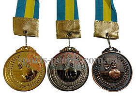 Медаль спортивна/для волейболу: 1, 2, 3 місце, Ø 5 см, з українською стрічкою