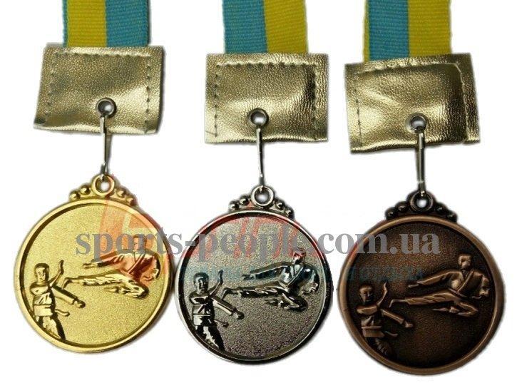 Медаль спортивна, для карате: 1, 2, 3 місце, Ø 5 см, з українською стрічкою первое