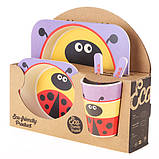 Набор детской бамбуковой посуды Stenson MH-2770-9 божья коровка, 5 предметов, фото 2