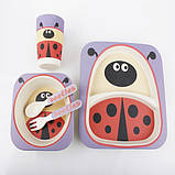 Набор детской бамбуковой посуды Stenson MH-2770-9 божья коровка, 5 предметов, фото 4