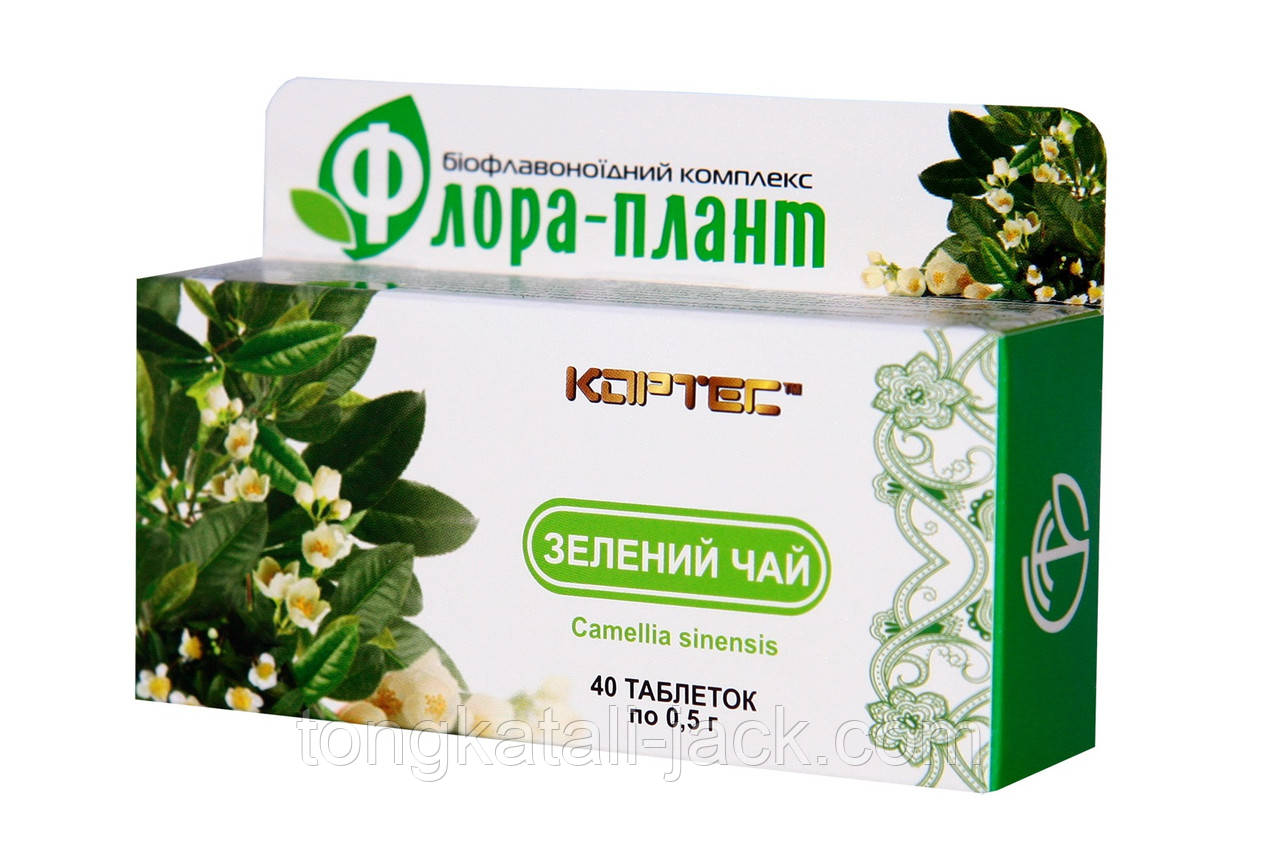Дієтична добавка «ФЛОРА-ПЛАНТ Зелений чай», 40 табл., фото 1