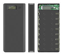 Корпус Power bank на 8 акумуляторів 18650 2.8А LCD Type-C micro USB Чорний